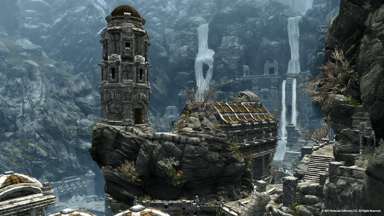 [11/02/2011] Und auch die nächsten beiden Bilder sollen vor allem eines zeigen: Skyrim ist kalt, zerklüftet und durch den kargen Charme faszinierend, ...