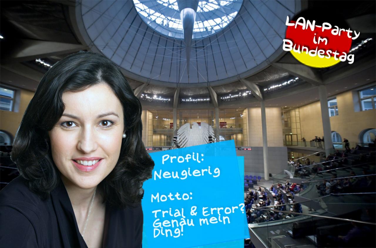 [23/02/2011] Dorothee Bär (CSU) - Die Initiatorin der Bundestags-LAN probiert gerne verschiedene Sachen aus. In ihrem aktuellem Lieblingsspiel Bulletstorm (dt.) wird Neugierde mit hohem Highscore belohnt. Das gefällt der sympathischen Bundestagsabgeordneten.