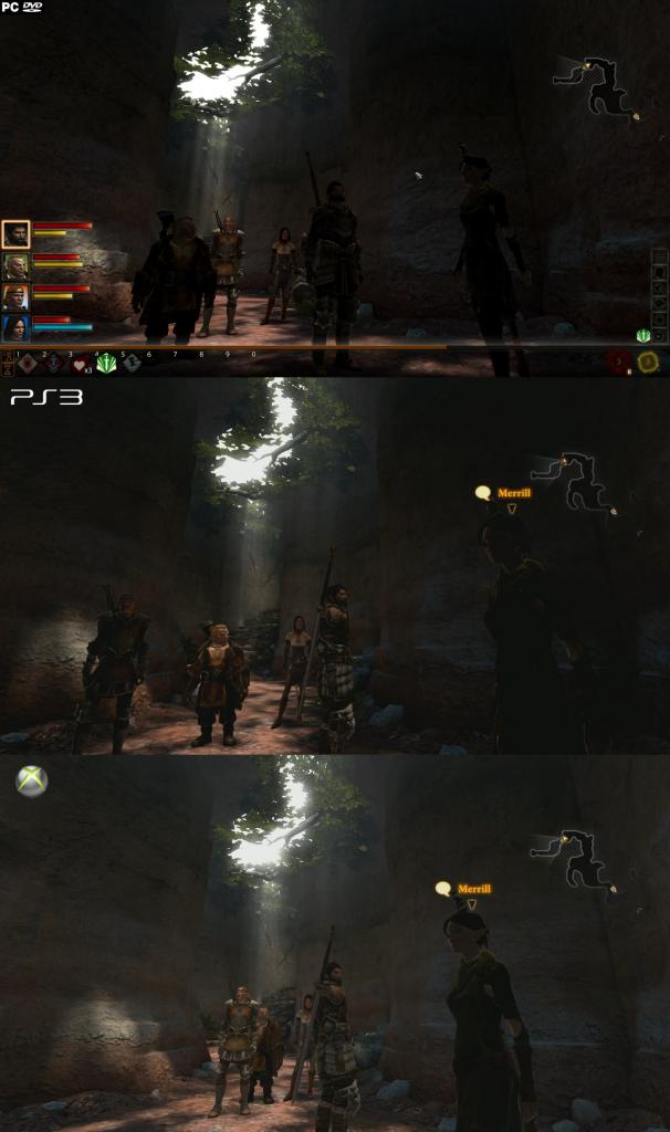 [07/03/2011] Dragon Age 2 im Grafikvergleich: Xbox 360 (unten) gegen PS3 (Mitte) und PC (oben). Auf dem PC kamen DirectX 11 und das High-Res-Texture-Pack für Dragon Age 2 zum Einsatz. (9)