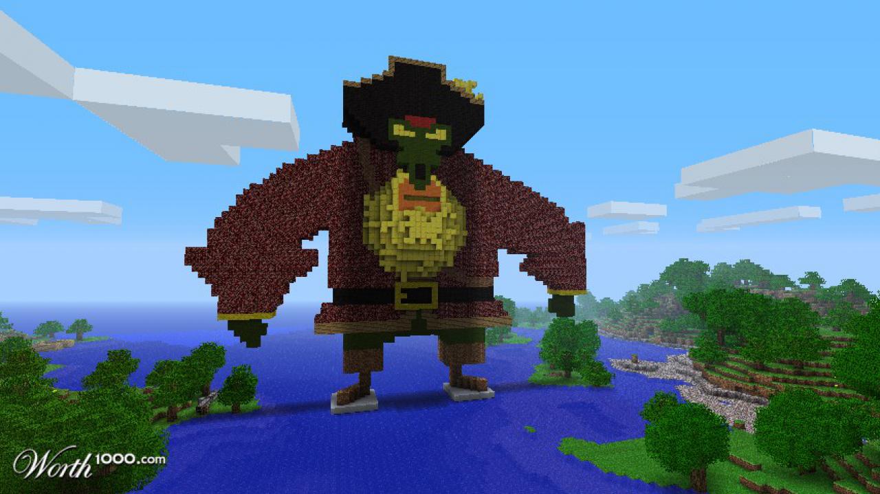 [13/05/2011] Monkey Island - LeChuck - Wie der Koloss von Rhodos steht die Minecraft-Umsetzung von LeChuck inmitten des Wassers. Auch hier steckt offensichtlich jede Menge Arbeit drin.