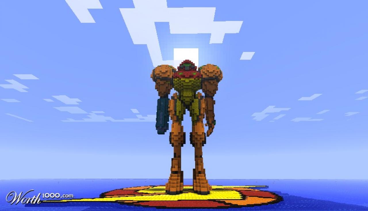 [13/05/2011] Samus Aran - Metroid - Auch die Weltraum-Amazon Samus Aran aus Metroid wurde bereits in Minecraft verewigt. Sie steht auf dem Symbol der Kreiselminen, oder auch Screw Attack genannt.