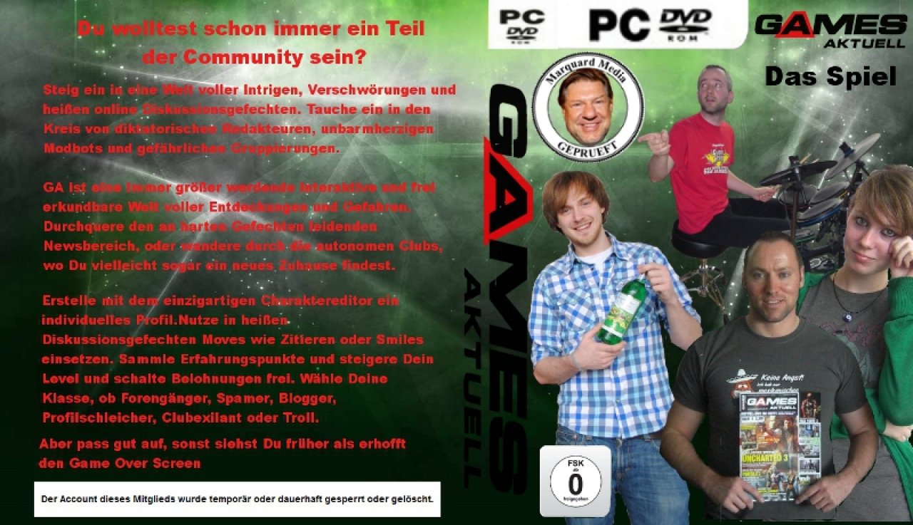 [05/05/2011] Hier seht ihr alle Einsendungen für die Wahl zum besten Spielecover. Um Klüngeleien zu vermeiden, haben wir auf die Anzeige des Usernamens verzichtet. Fairness und so. Sollte euch dieses Bild gefallen, drückt das Daumen-Hoch-Symbol! (13)