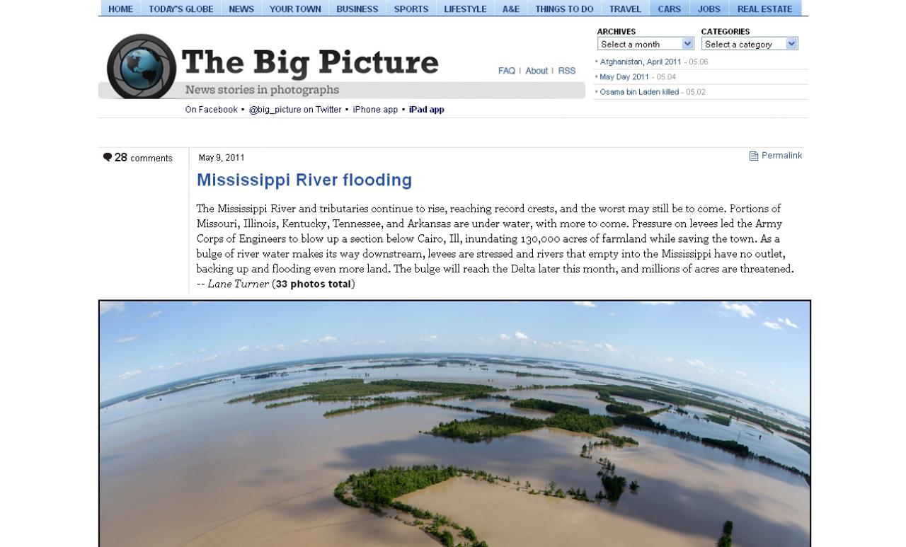 [10/05/2011] Boston.com / The Big Picture - Keinen wirklichen Nutzwert, aber wohl die atemberaubendsten Fotos im Netz bietet The Big Picture von Boston.com. Aktuelle Weltgeschichte in faszinierenden Bildern.