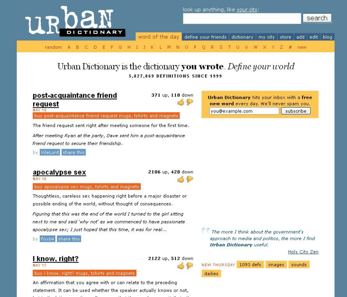 [19/05/2011] urbandictionary.com - Vorschlag unseres Users TrinityBlade: D0 U SP34k L33T? Ihr wundert euch gerade über diese wirren Zeichen? Dann ist das urban dictionary die richtige Adresse, dort werden nahezu alle Internet-Slangbegriffe erklärt.