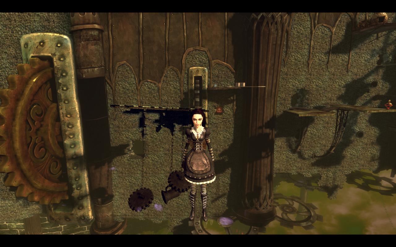 [18/06/2011] Das Universum rund um Alice: Madness Returns präsentiert sich unglaublich vielfältig. Auf einer märchenhaften, vom Verfall geprägten Reise, ist es nicht verwunderlich, dass es das junge Mädchen mit den pechschwarzen Haaren auch in eine Steampunk-Umgebung mit werkelnden Zahnrädern und keuchenden Schornsteinen verschlägt.