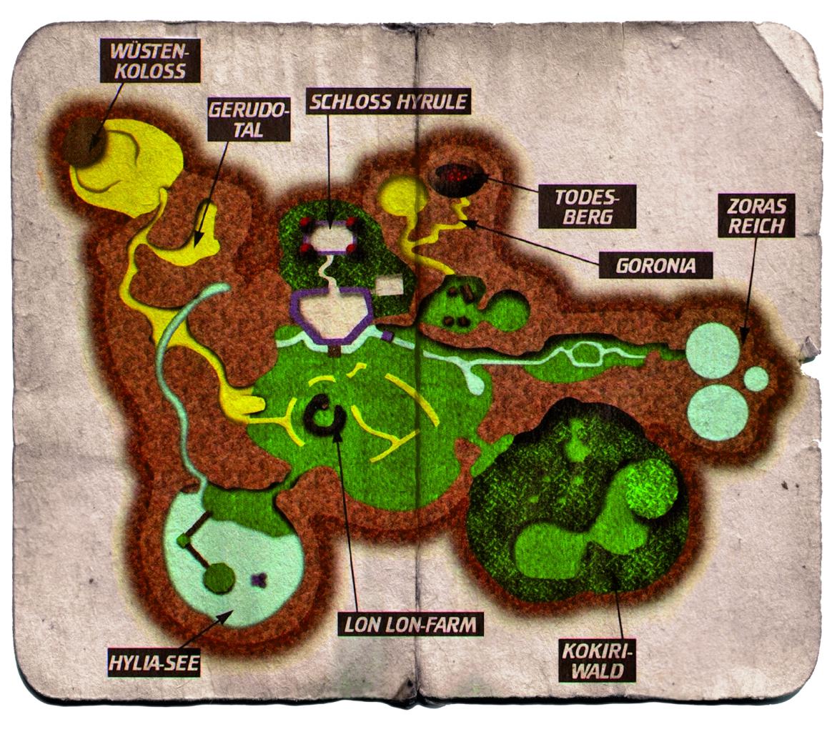 [15/06/2011] Komplettlösung zu Zelda: Ocarina of Time 3D - Weltkarte von Hyrule (Zum Vergrößern auf die Lupe klicken)
