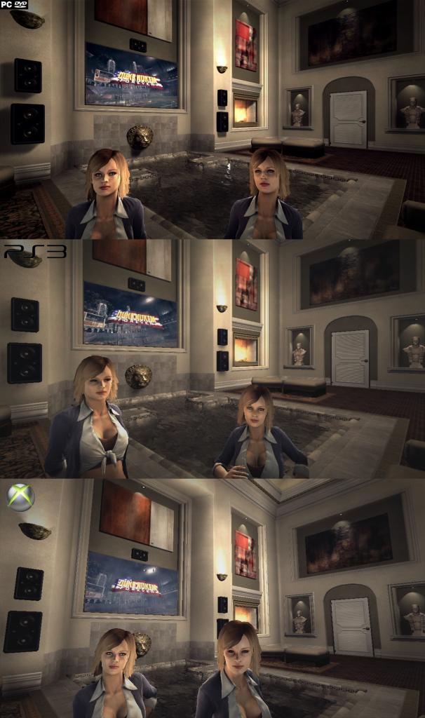 [03/06/2011] Im Grafikvergleich zu Duke Nukem Forever macht die PC-Fassung (oben) das Rennen. PS3 (Mitte) und Xbox 360 (unten) müssen sich geschlagen geben. (8)