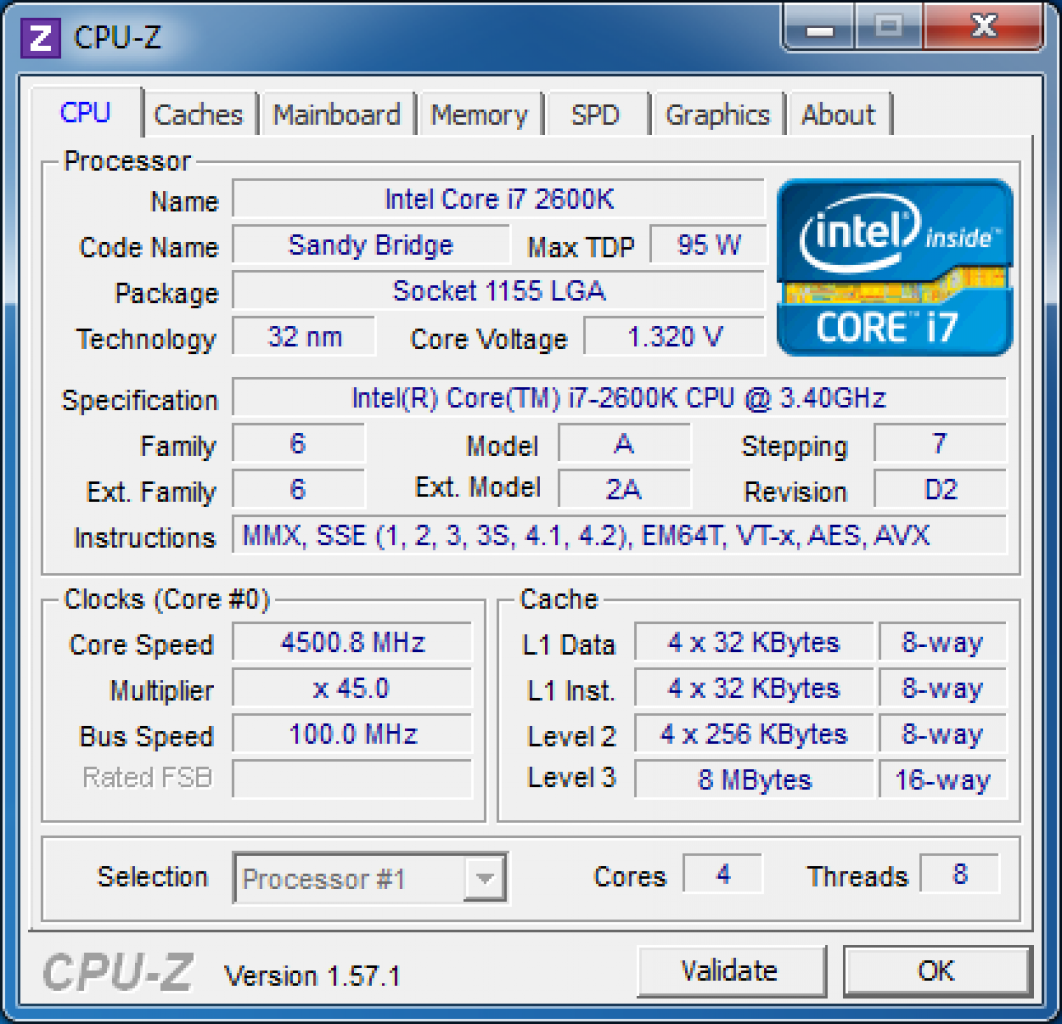 [25/07/2011] CPU-Z bei einem Intel i7-2600k