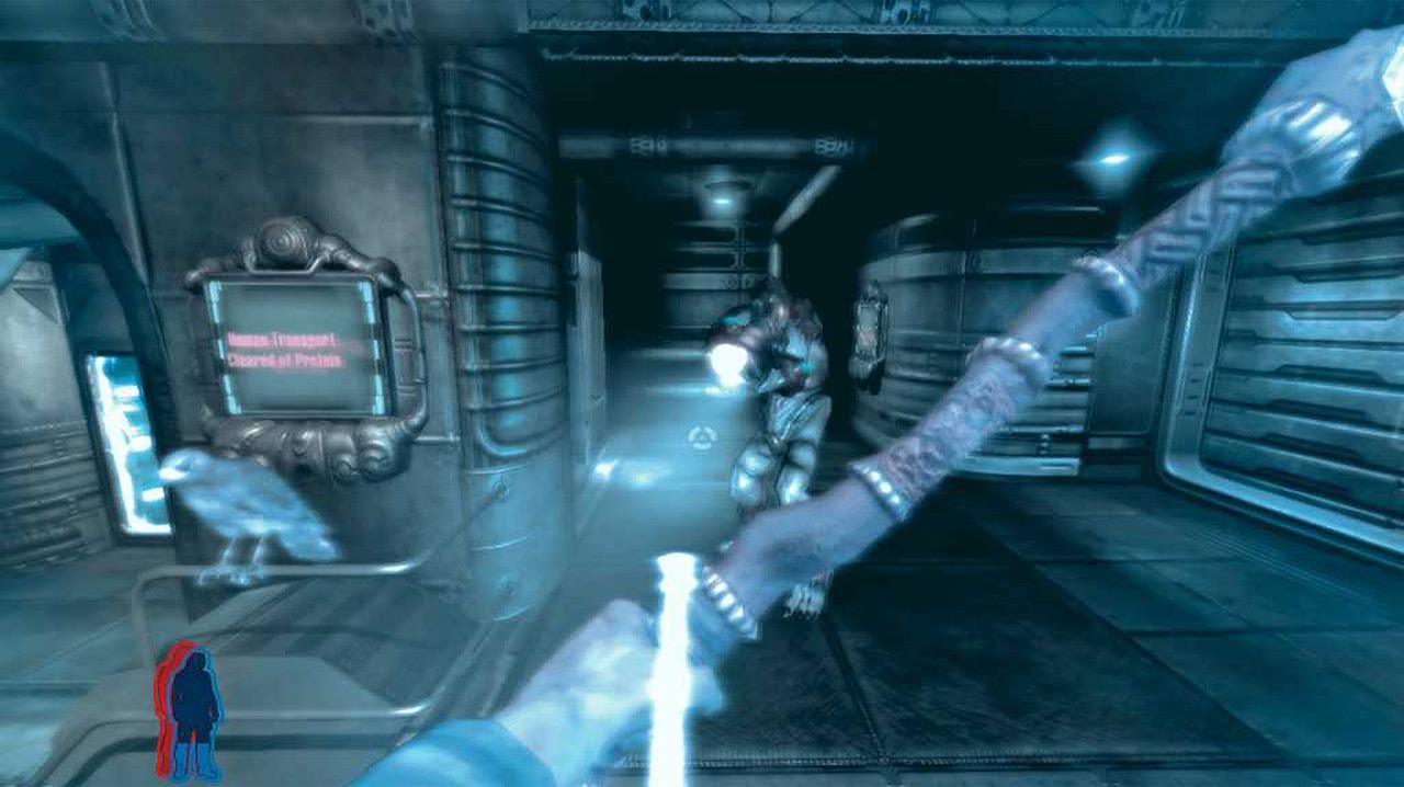 [27/07/2011] In Prey kann der Spieler bestimmte Hindernisse (etwa Energiebarrieren) mithilfe des Spirit Walks überwinden. 