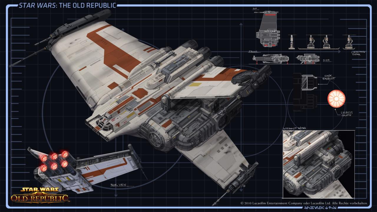 [22/07/2011] Hier könnt Ihr alle Screenshots und Konzeptzeichungen zu den verschiedenen Raumschiffen von Star Wars: The Old Republic anschauen. Welches Schiff gefällt Euch am besten? (2)