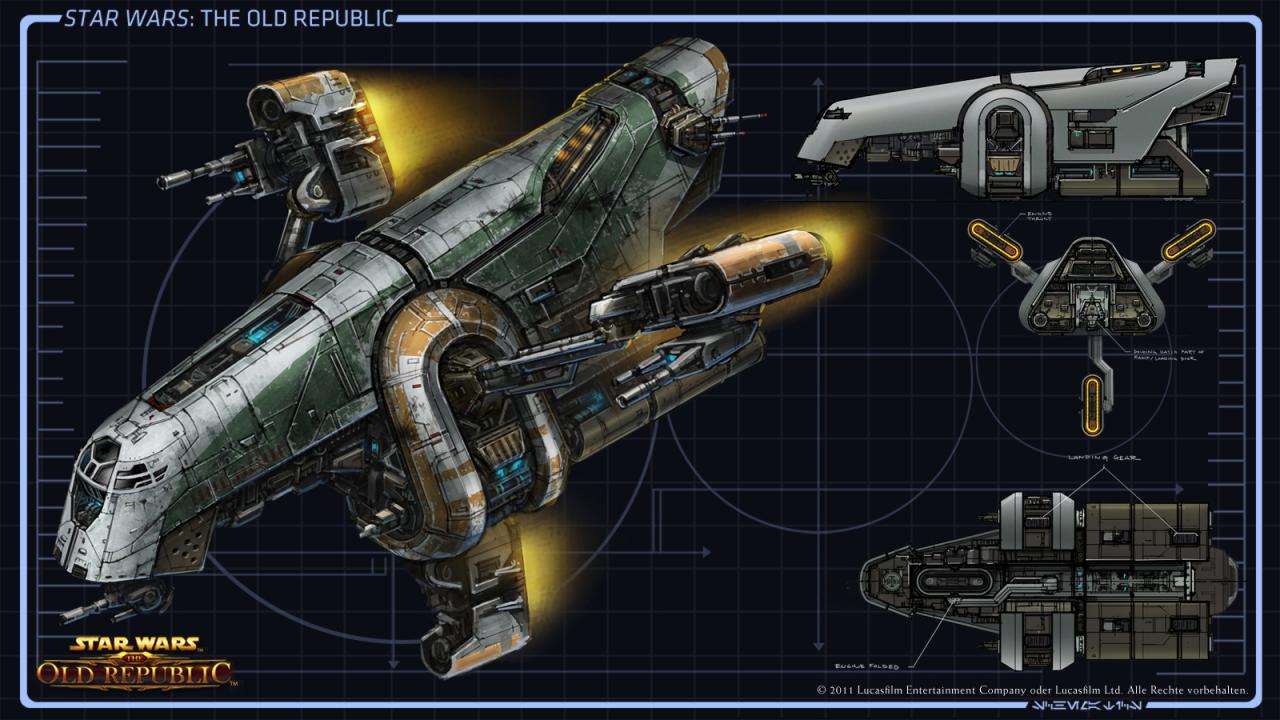 [22/07/2011] Hier könnt Ihr alle Screenshots und Konzeptzeichungen zu den verschiedenen Raumschiffen von Star Wars: The Old Republic anschauen. Welches Schiff gefällt Euch am besten? (15)