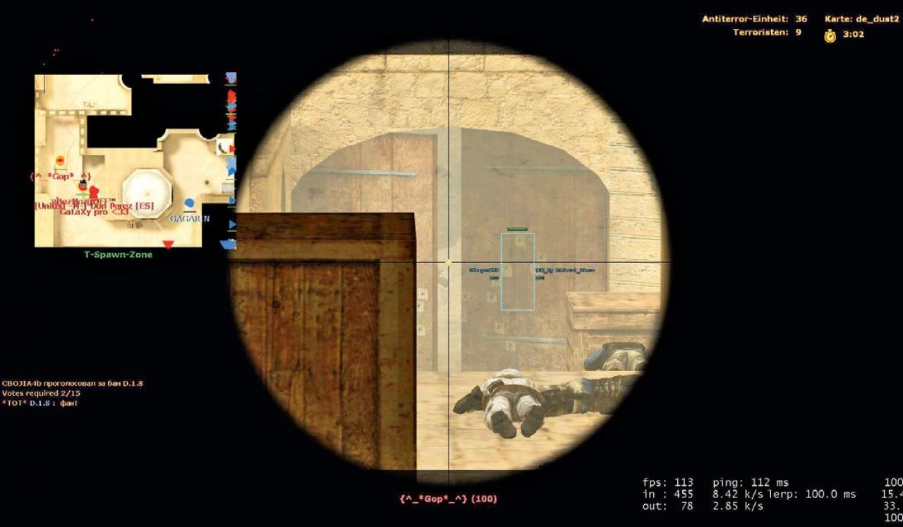 [05/08/2011] Der Klassiker: In Counter Strike lässt sich durch einen Hack die Position aller Spieler anzeigen.