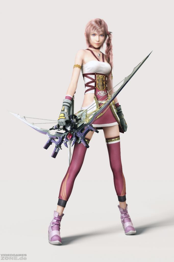 [22/08/2011] Serah aus Final Fantasy 13-2 will sich nicht zwischen Schwert und Bogen entscheiden, daher können ihre Waffen beide Formen annehmen. Die Waffe in ihrem Arsenal ist Takemikazuchi. Der Bogen trägt den Namen eines Shinto-Gottes, der mit Donner und Krieg assoziiert wird und wird im Laufe des Spiels mächtiger.