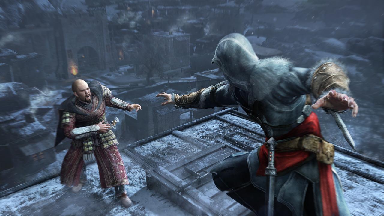 [22/08/2011] Ezio dürfte mit seinen Assassinen-Gadgets, darunter zwei Klingen an den Unterarmen, vermutlich auch er auffällig anmuten, wenn die Metalldetektoren anschlagen.