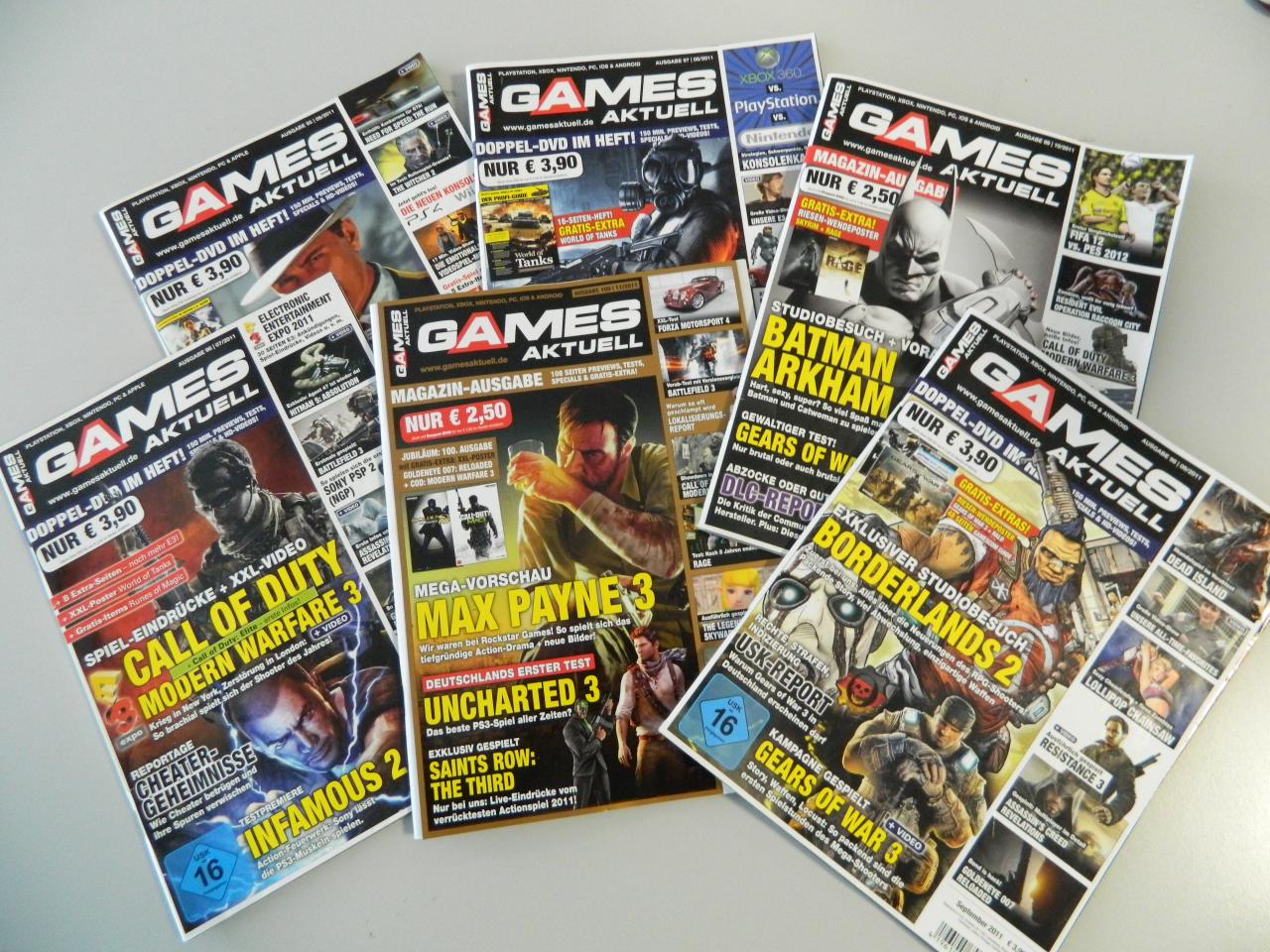 [17/10/2011] Nur einige von insgesamt 100 Games-Aktuell-Ausgaben. Das Jubiläums-Heft ist ab 19. Oktober im Handel erhältlich.