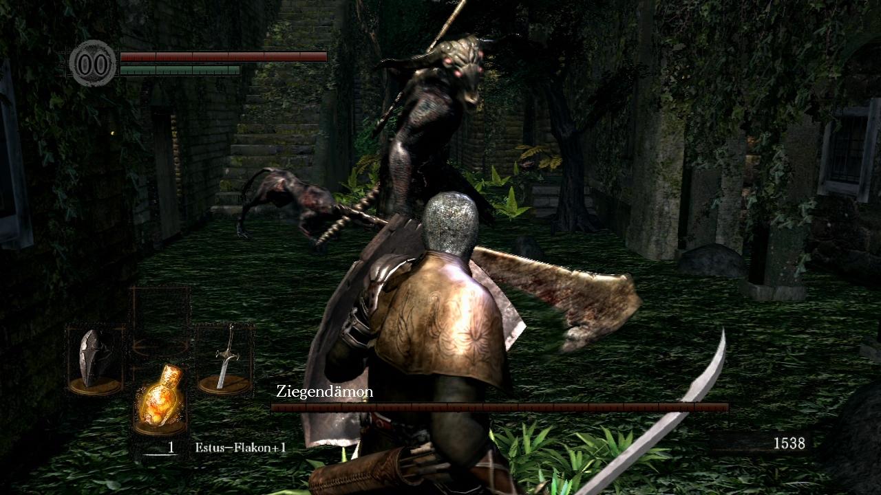 [07/10/2011] Der Ziegendämon ist einer der fiesesten und unbeliebtesten Bossgegner in Dark Souls. Der Raum ist eng und zu allem Übel laufen auf noch zwei Hunde frei herum.
