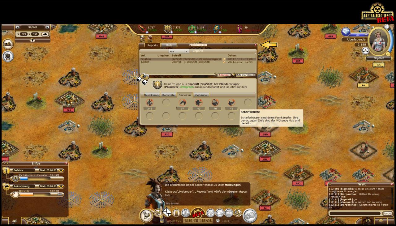 [26/10/2011] Reborn Horizon: Einsteiger-Tipps zum neuen Browserspiel, das in einer postapokalyptischen Endzeit spielt. (9)