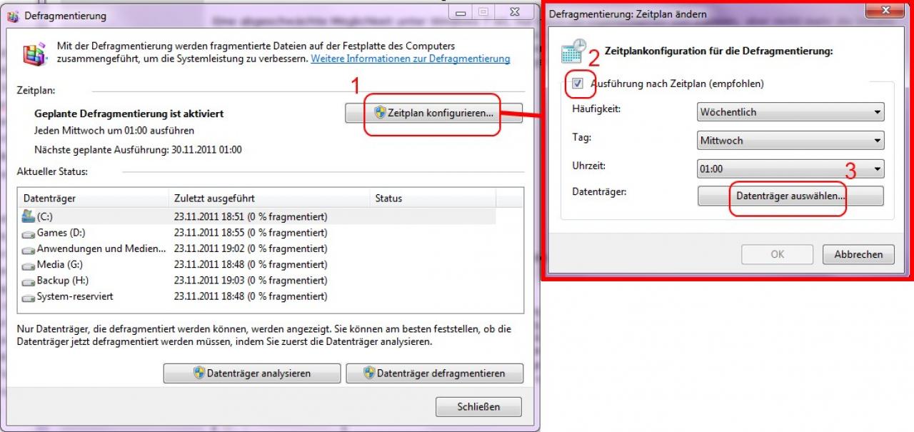 [25/11/2011] So verwaltet ihr die Defragmentierung in Windows, die für SSDs so sinnvoll ist wie ein Regenschirm in der Sahara