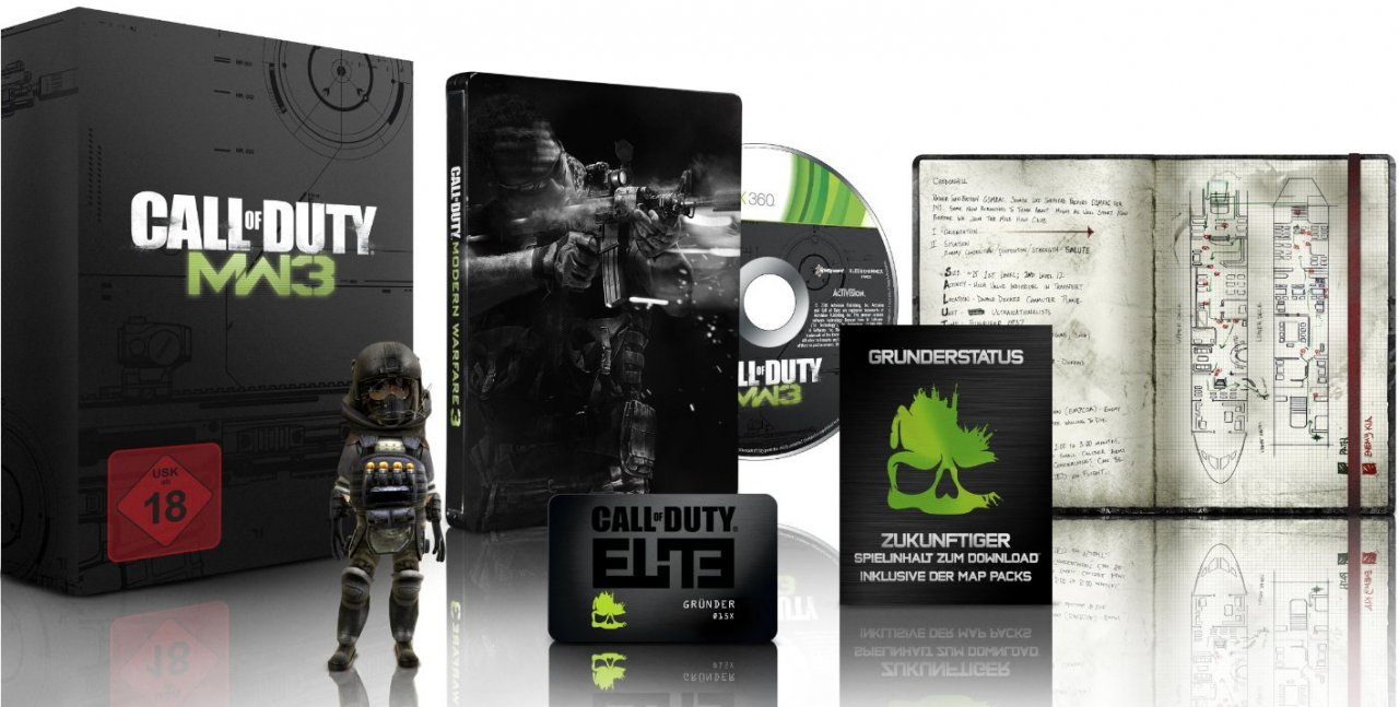 [25/11/2011] Modern Warfare 3 - Hardened Edition - Neben DLCs enthält die Hardened Edition des Spiels auch ein Artbook sowie eine 1-Jahres-Mitgliedschaft für den Service Call of Duty: Elite.