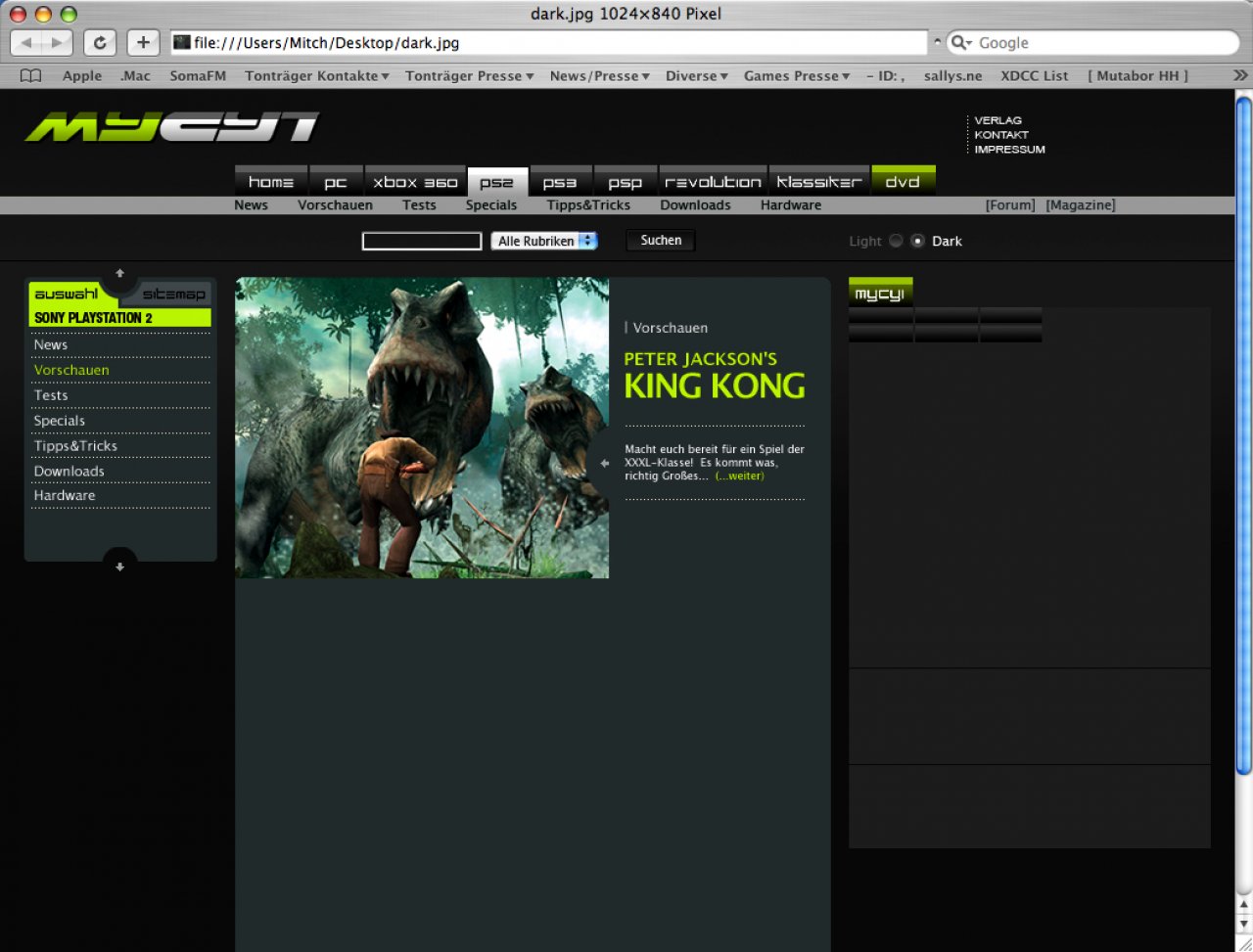 [05/12/2011] Cynamite 0.5 Design: ein früher Entwurf der Startseite des damaligen Art Directors von CyPress, Michael 