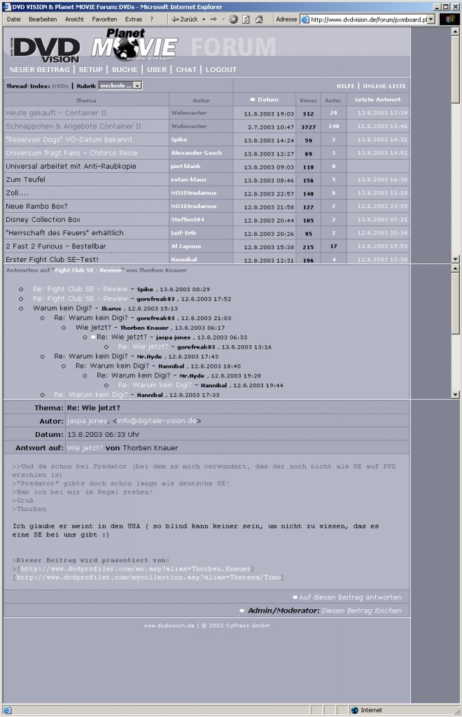 [05/12/2011] Pre-Cynamite: das Forum von dvdivision.de. Hier diskutierten die wahren Film- und DVD-Freaks :)