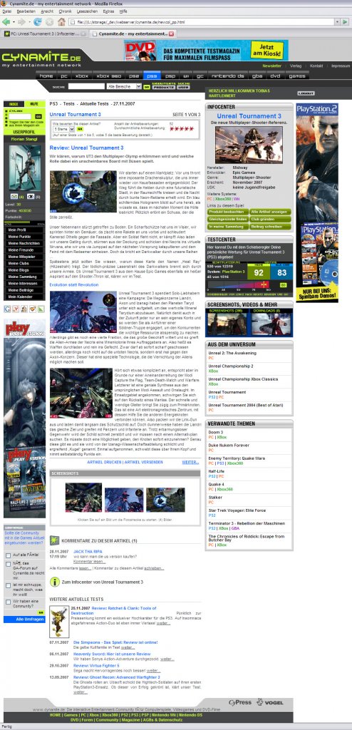 [05/12/2011] Cynamite 1.5: Eine statische Entwickler-Version der neuen Artikel-Ansicht von Ende 2007. Besonders die rechte Spalte mit den Produkt-Infos wurde hier komplett überarbeitet und erweitert.