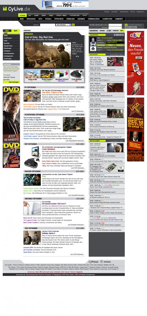 [05/12/2011] Cynamite 1.0 Design: das finale Design der Startseite, noch mit dem Arbeitstitel 