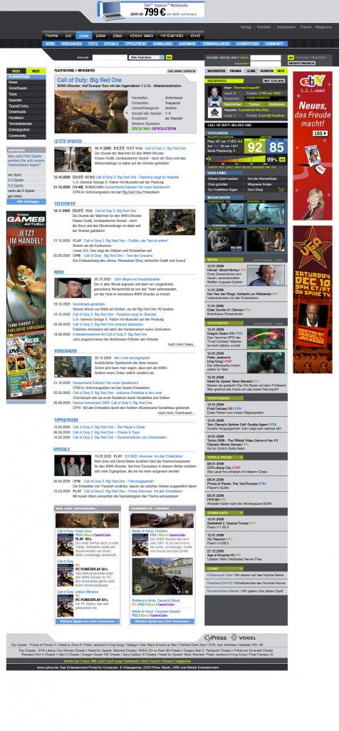 [05/12/2011] Cynamite 1.0 Design: das finale Design einer Spiele-Übersichtsseite (