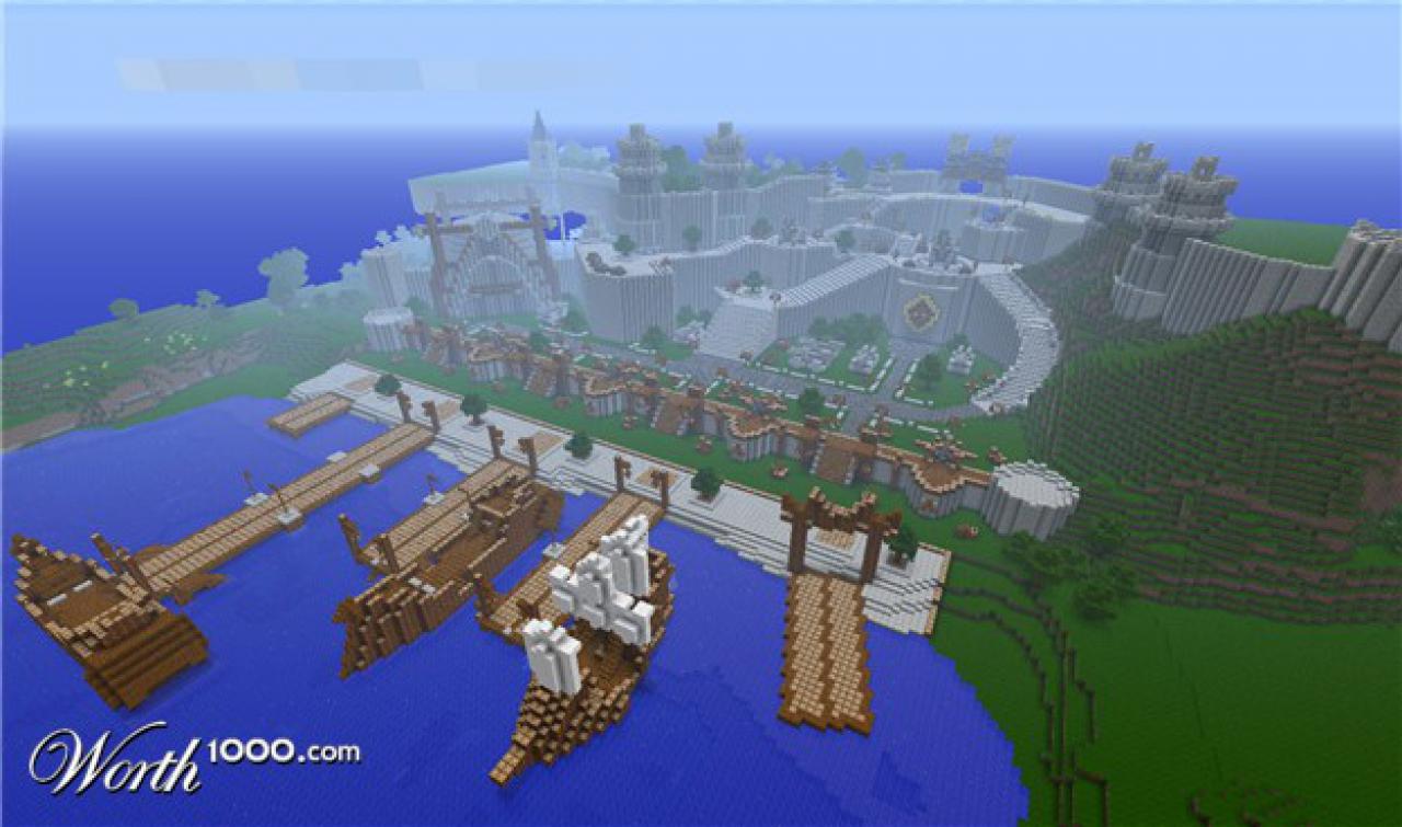 [22/12/2011] World of Warcraft Nachdem der Hafen in Stormwind (Sturmwind) umgebaut wurde, erstrahlt er in neuem Glanz. Hier sehen wir die Nachbildung in Minecraft.