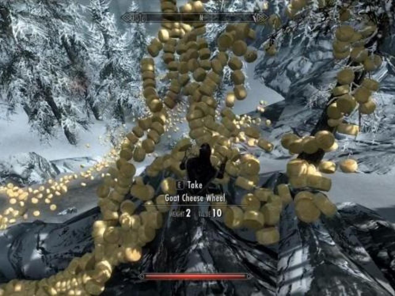 [01/12/2011] In Skyrim gibt es Essen, so weit das Auge reicht. Von Vampirstaub bis hin zu Riesenzehen muss Dovakhiins Magen ertragen, was bei anderen schon längst Brechreiz hervorgerufen hätte. Der hartgesottene Held kann hat es echt nicht immer einfach.