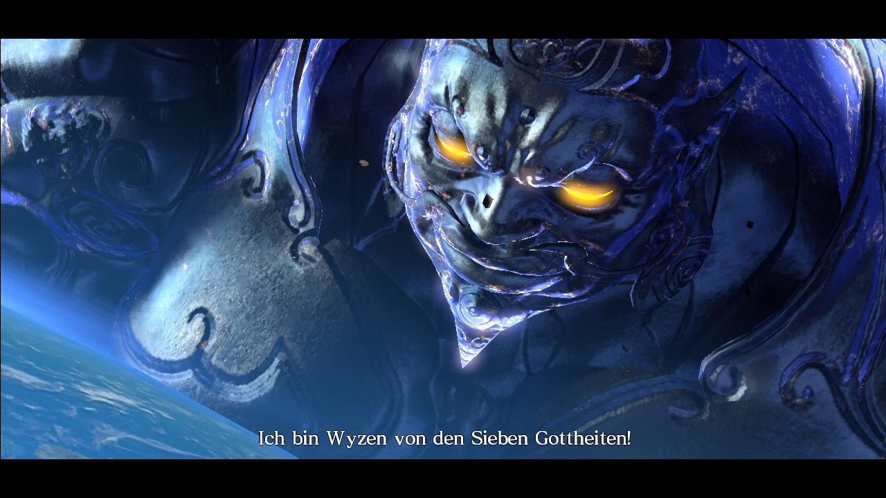 [10/01/2012] Asura's Wrath: Wenn man von Giganten spricht, gehört Wyzen aus Asura's Wrath definitiv dazu. Er gilt als einer der größten Bosse der Videospielgeschichte. Allein mit seinem astronomisch großen Zeigefinger, der ganz nebenbei Planeten zerstören kann, will er den Protagonisten des Spiels zerquetschen. Ob ihm das gelingt, müsst ihr aber selbst herausfinden.