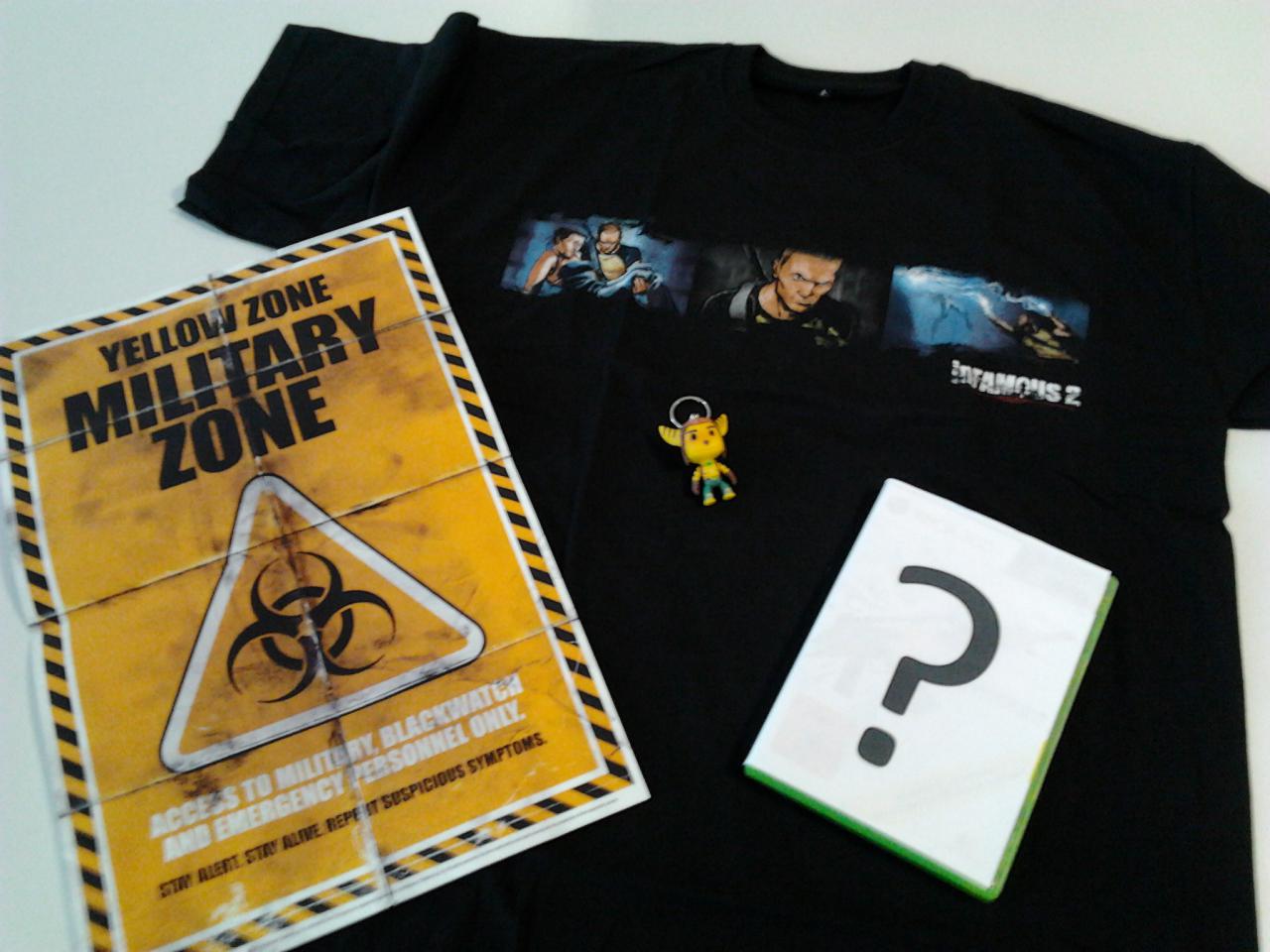 [20/01/2012] Zu gewinnen gibt es ein Spiel nach Wahl, ein InFamous-2-Shirt, ein Prototype-2-Poster und eine Ratchet-Figur/Schüsselanhänger.