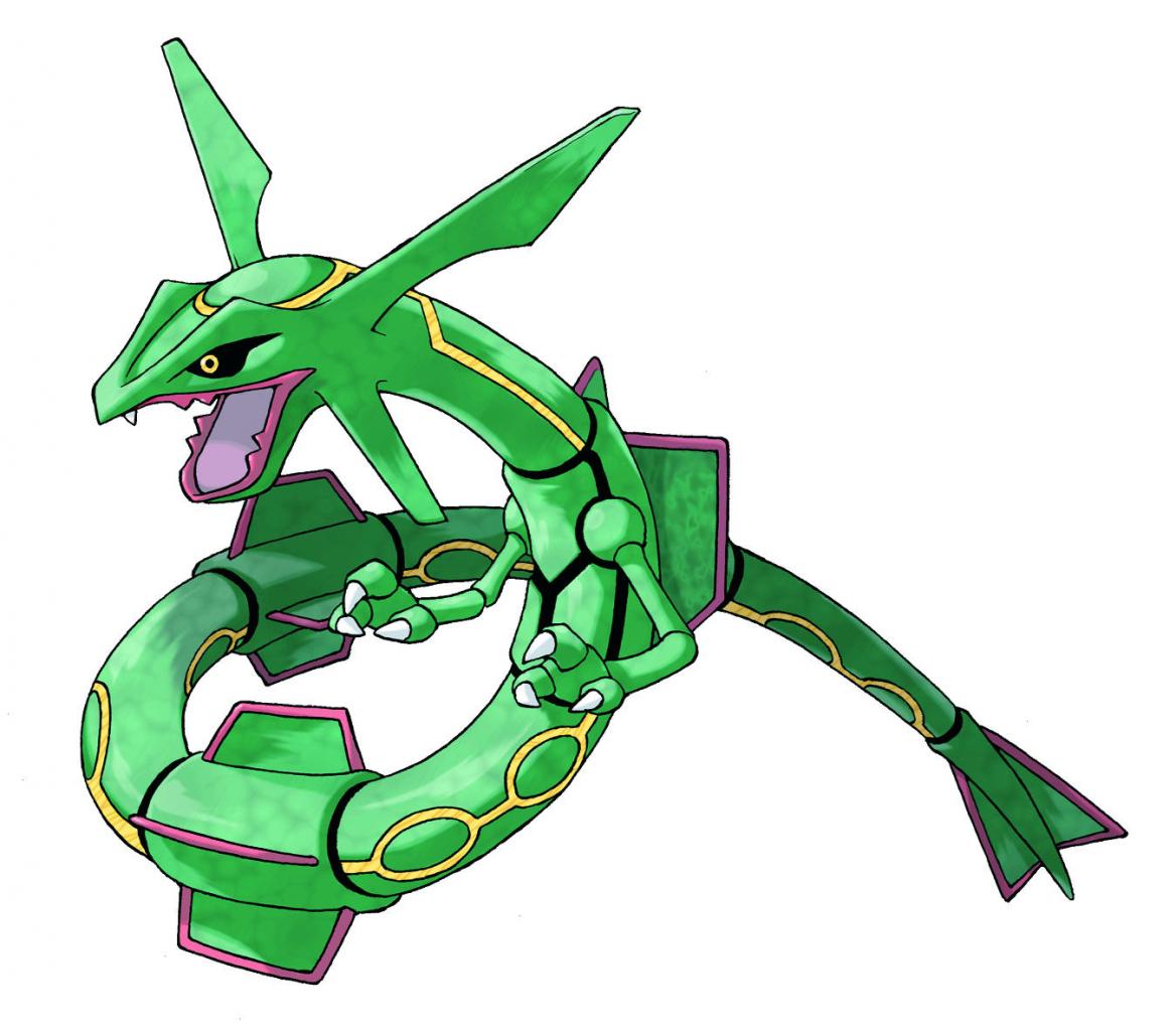 [24/01/2012] Rayquaza steigt nur dann vom Himmel herab, wenn die beiden legendären Pokémon Groudon und Kyogre zu kämpfen beginnen - das besagt zumindest der Pokédex-Eintrag zur grünen Schlange. Mit nahezu unschlagbaren Statuswerten ist das Pokémon vom Typ Drache und Flug definitiv einen Fang wert.