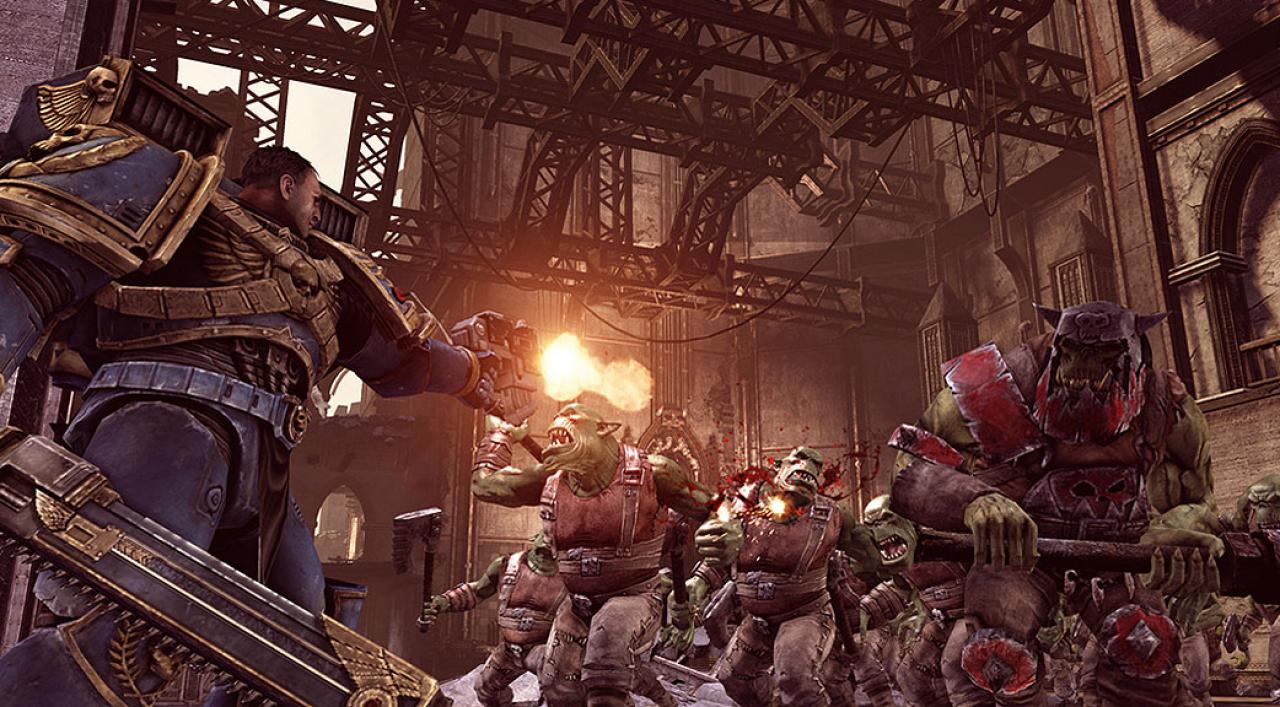 [02/02/2012] Warhammer 40.000: Space Marine - Marines in fetten Rüstungen schnetzeln sich mit exorbitant großen Waffen durch Legionen häßlicher Orks. Der rote Lebenssaft fließt dabei serientypisch in Strömen. Klarer Fall: Der Actiontitel gehört in die Hände von Männern. 