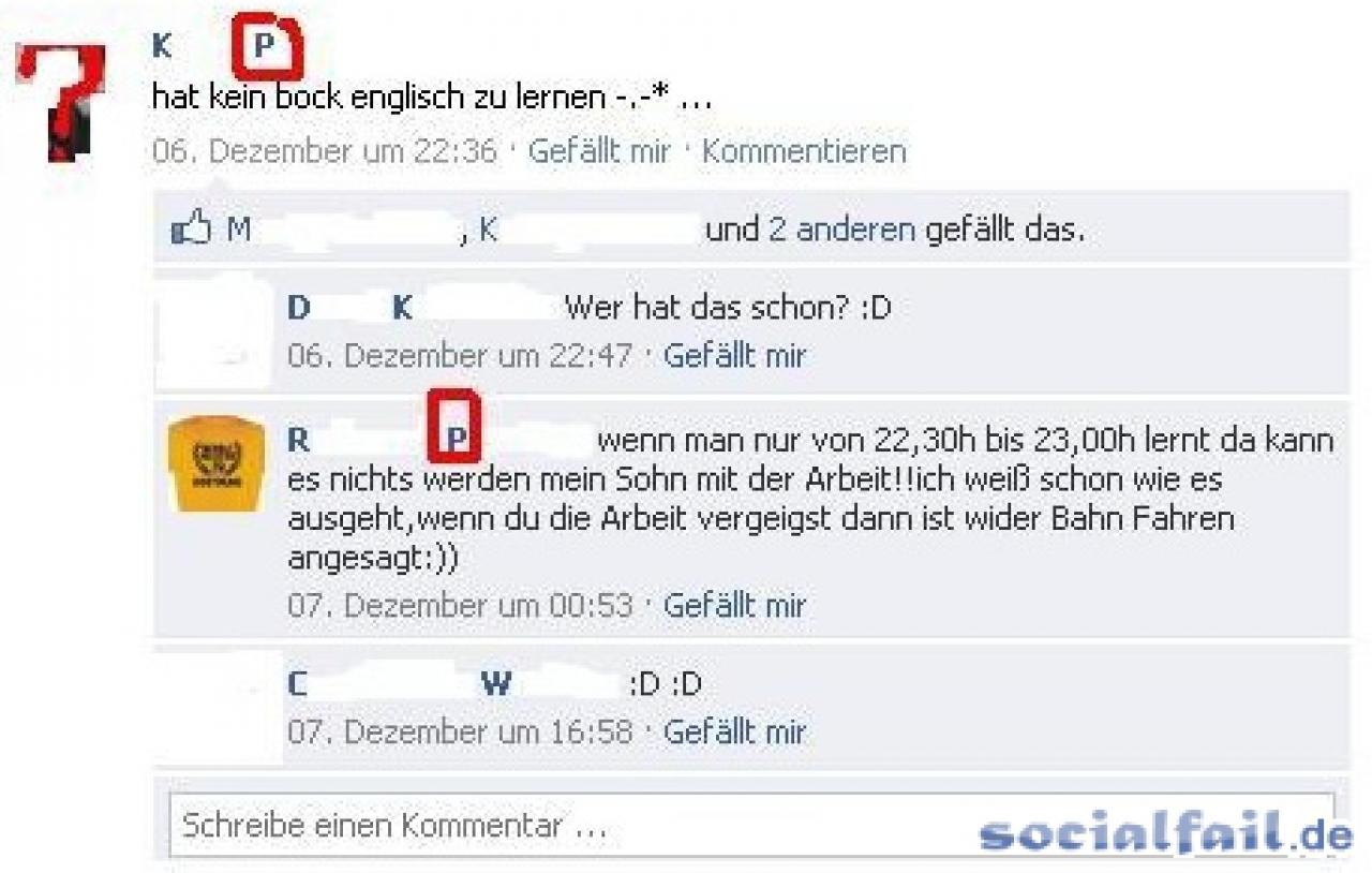 [28/03/2012] Der Klassiker: Die Eltern lesen auf Facebook mit.