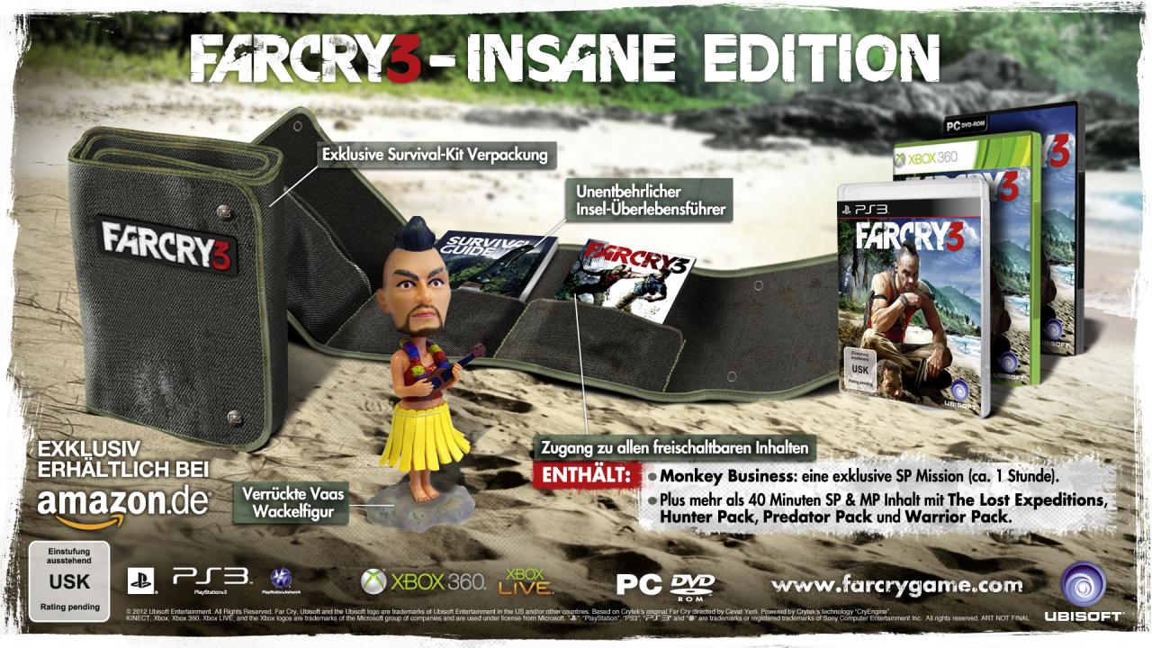 [23/05/2012] Wir haben kurz vor dem Release alle wissenswerten Fakten zum Insel-Shooter Far Cry 3 für euch zusammengetragen. In diesem Artikel erfahrt ihr alles zum Kopierschutz, Koop, Level-Editor den System-Anfonderungen, der deutschen Version und vieles mehr. (8)