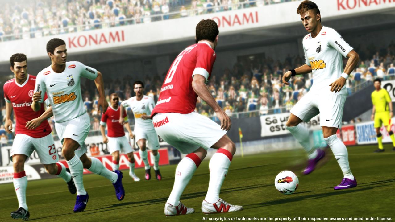 Neymar dribbelt im Trikot des FC Santos.