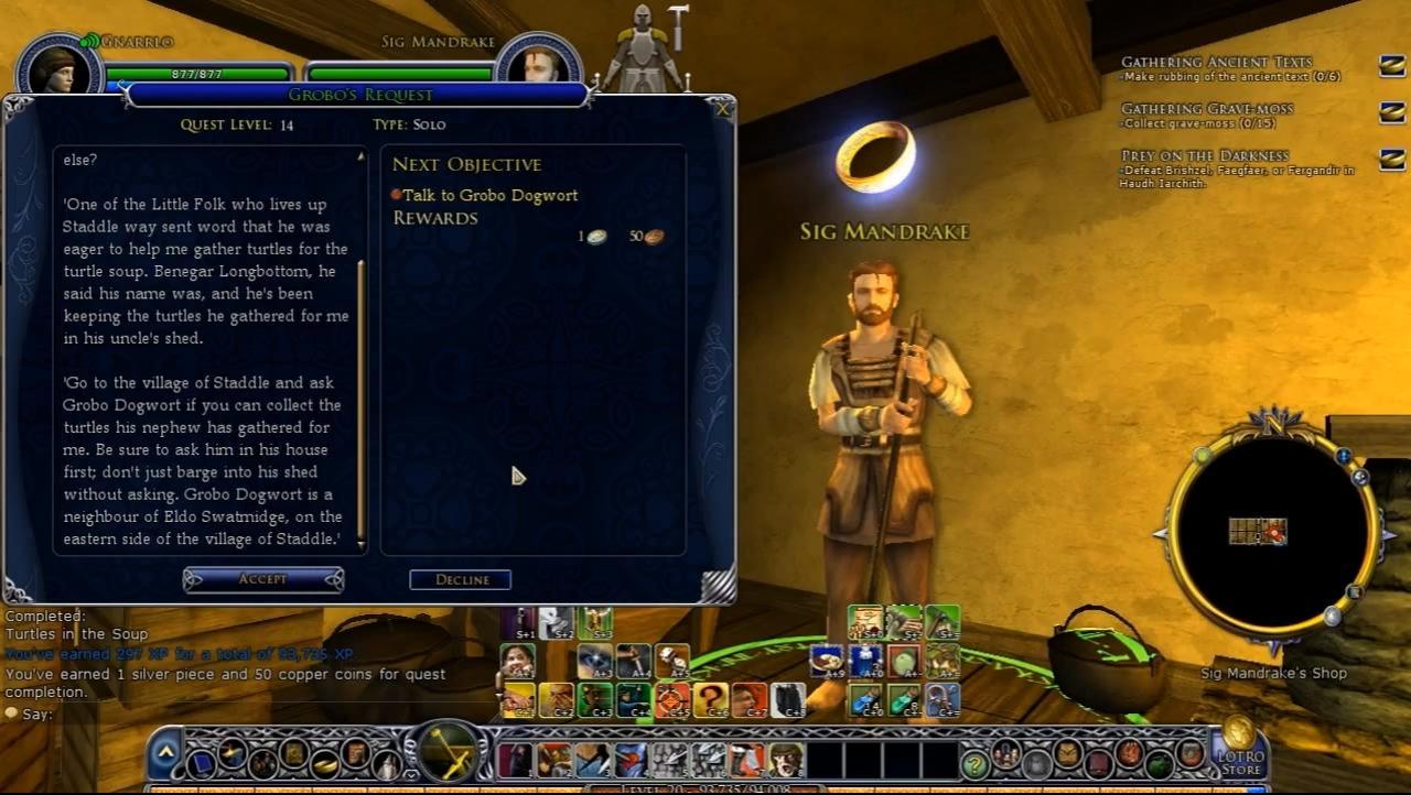 [22/08/2012] Sig Mandrek aus Herr der Ringe Online möchte einen Baby-Schildkröten-Eintopf kochen. Ein Glück, dass er hinterher nicht mehr den Mut aufbringt, die niedlichen Geschöpfe über dem Feuer zu kochen. 