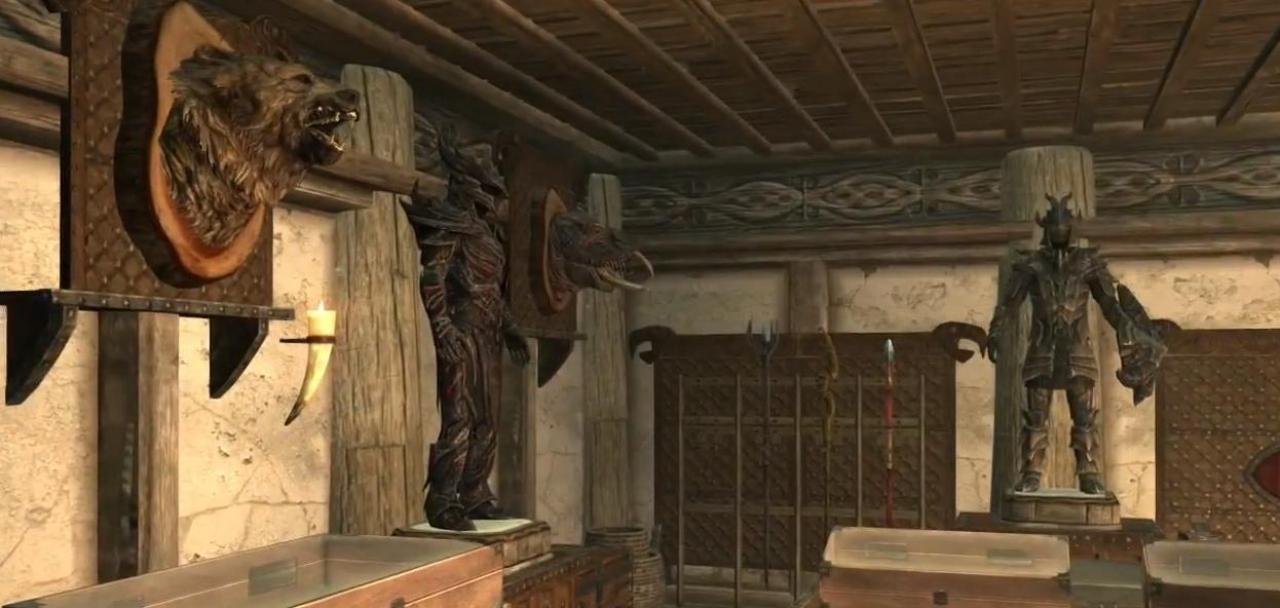 [28/08/2012] 10. Skyrim: Neben dem Ausüben von Berufen werden die Häuser in Skyrim vor allem zum Ausstellen von Trophäen genutzt. Davon gibt es in der riesigen Spielwelt viele. Bücher, Waffen und Rüstungen können ebenso in der Behausung des Helden gelagert werden. Wichtig ist natürlich auch die Truhe, die ein erweitertes Inventar darstellt.