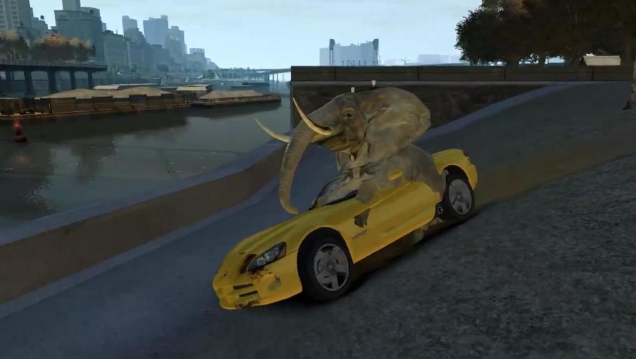 [10/09/2012] GTA 4 bietet für jeden Mod-Fan das Passende: neue Fahrzeuge, stärkere Explosionen oder die Verwandlung des Hauptcharakters in einen Elefanten sind nur einige der Möglichkeiten, welche die Community zur Verfügung stellt. (Bild: GTA 4 Elefanten-Mod)