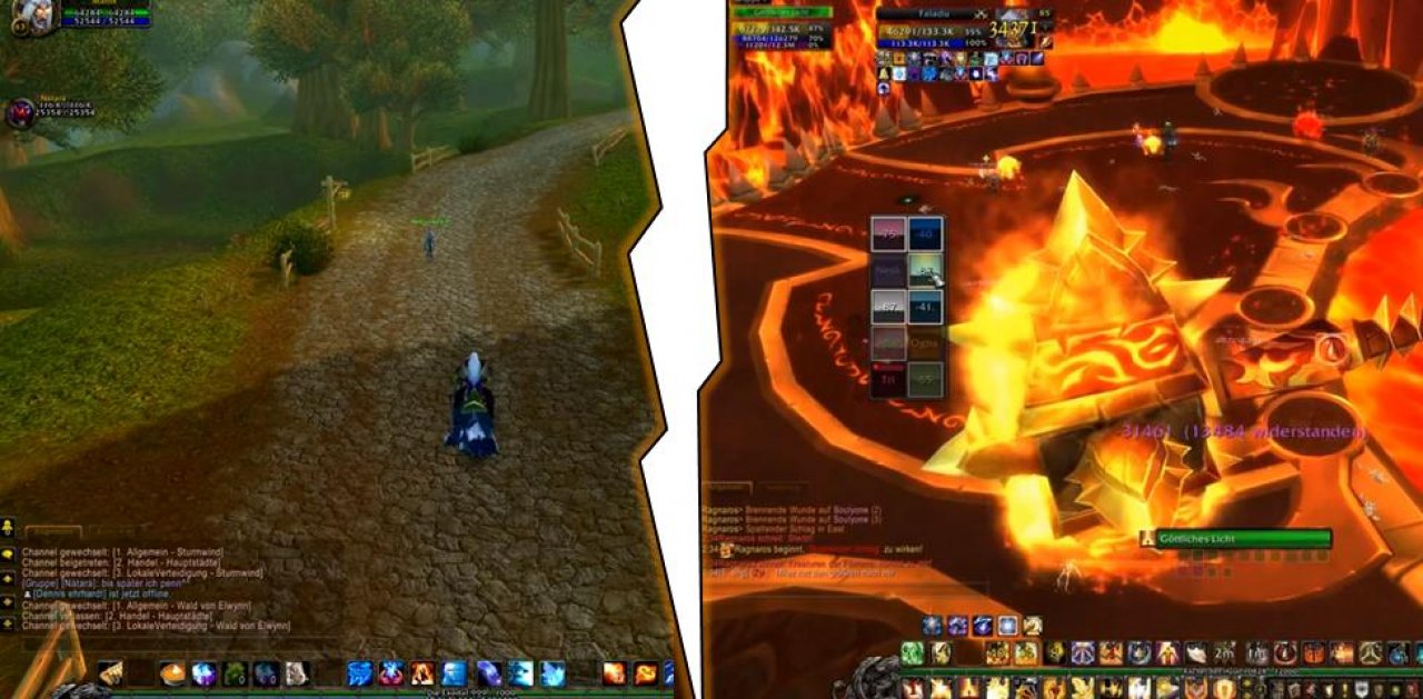 [05/09/2012] World of Warcraft Auch im Blizzard-MMO werden die zarten Blümchen irgendwann durch Lava und Feuer ersetzt. Spätestens im Hort von Ragnaros wird man die kunterbunte Natur aus dem Wald von Elwyn vermissen. Schluchz!