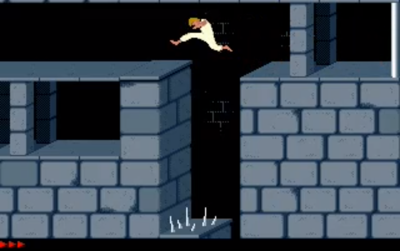 [19/09/2012] Prince of Persia von Jordan Mechner glänzte 1989 zwar durch Grafik, Animationen und Leveldesign, allerdings war die Steuerung schon damals gewöhnungsbedürftig. Sprünge mussten mit Schritten abgezählt werden, außerdem war das Drücken Taste schon Meter vor dem Absprung erforderlich, ein Problem, das auch Lara Croft anfänglich gern übernahm.
