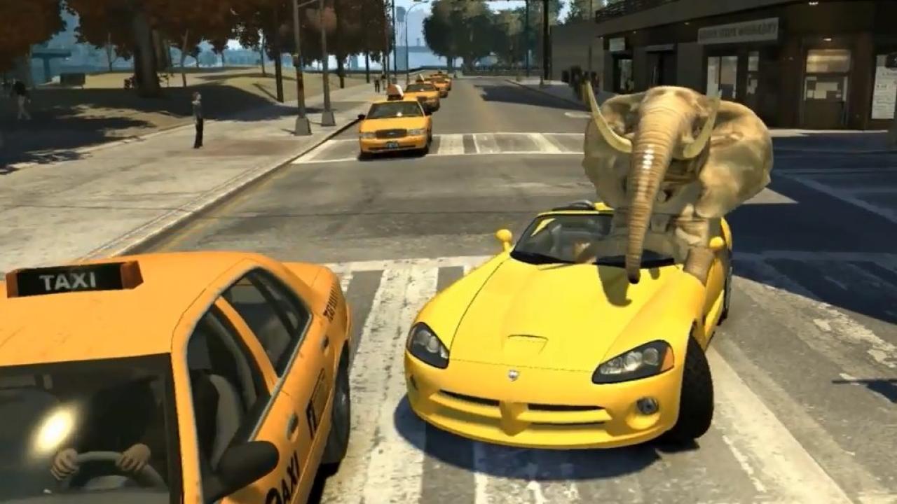 [10/09/2012] Wozu eine Hupe, wenn auch einfach der Elefant hinterm Steuer tröten kann? ...Moment, bitte was? Zu GTA 4 existiert eine kuriose Elefanten-Mod, die unseren Protagonisten Nico Bellic in einen tonnenschweren Pflanzenfresser verwandelt. Sollte sich der Dickhäuter für unseren Geschmack zu langsam fortbewegen, setzen wir uns einfach hinters Steuer eines schicken Sportflitzers. Verrückt!