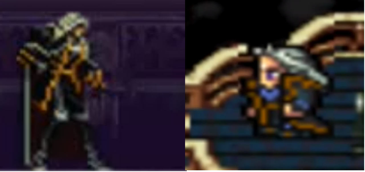 [25/10/2012] Noch bevor es CGI-gerenderte Zwischensequenzen in Videospielen gab, fanden sich auch einige Doppelgänger in Pixel-Optik. So sehen sich Alucard aus Castlevania: Symphony of the Night und Setzer Gabbiani aus Final Fantasy VI durch das wehende weiße Haar und den langen schwarz-braunen Mantel erstaunlich ähnlich. 