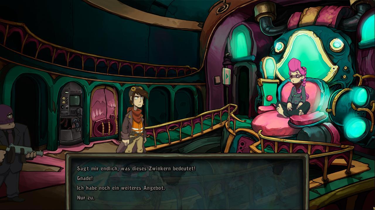 [09/10/2012] Wer auf einer Müllkippe wie Rufus haust, ist entweder ein Bewohner von Deponia oder einfach nur ganz unten angelangt. Um endlich ins weit entfernte Paradies Elysium zu entkommen, muss der gedankenverlorene Tollpatsch so einige Aufgaben meistern. Doch ganz gleich, ob bewohnte Häuser explodieren oder eine radioaktive Überschwemmung stattfindet: Rufus kommt immer mit einem blauen Auge und einem dämlichen Spruch auf den Lippen davon.