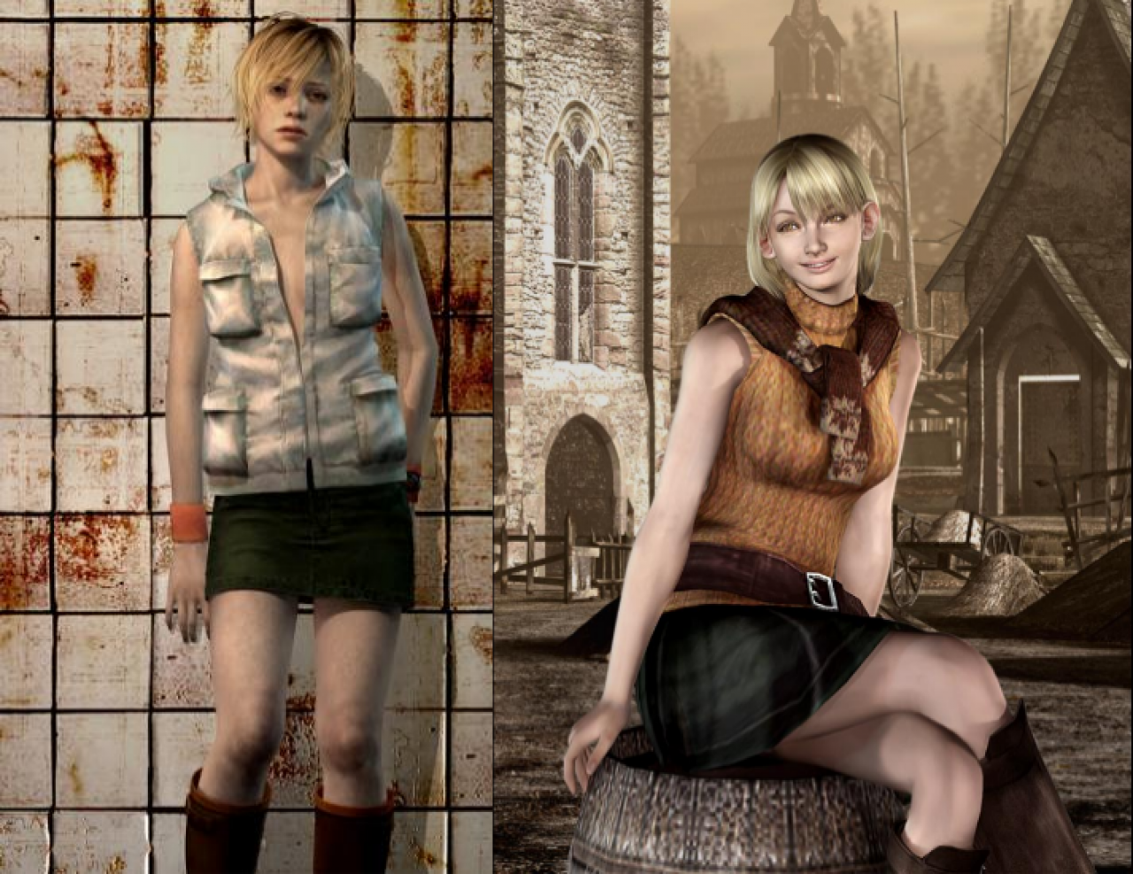 [25/10/2012] Heather Mason aus Silent Hill 3 und Ashley Graham aus Resident Evil 4 scheinen definitiv die gleichen Boutiquen zu besuchen. Und das gleiche Schuhgeschäft. Und den gleichen Friseur. Sonst sind die beiden ziemlich verschieden: Ashley nervte uns als verwöhnte Präsidententochter, Heather hingegen nahm es tapfer mit furchtbaren Monstern auf.