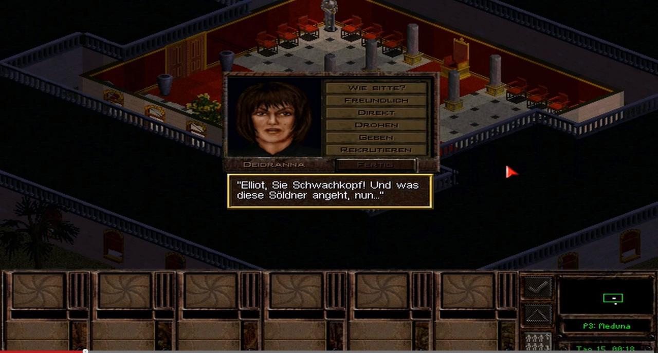 [18/01/2013] Die schönsten Momente in Jagged Alliance 2 sind zweifellos die Gespräche von Deidrannas mit ihrem Untergebenen Elliot. Jedes Mal freut man sich auf den Satz: 