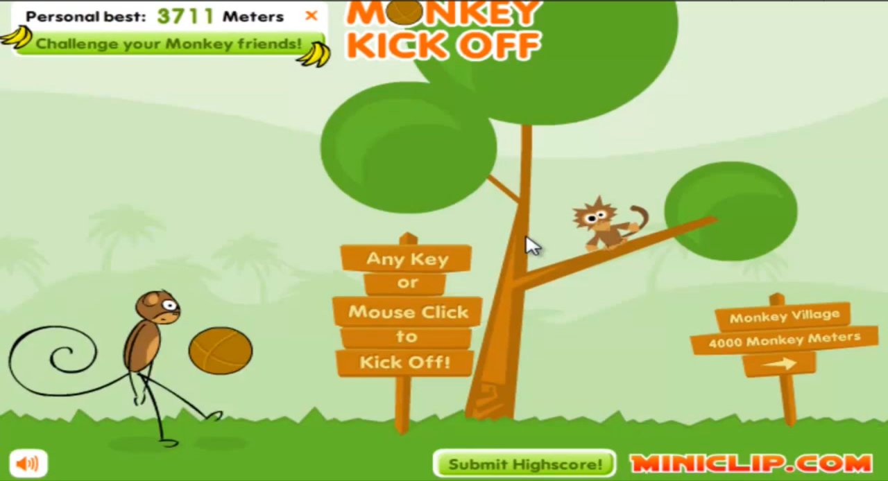 [17/01/2013] In Monkey Kick Off müsst ihr einen Ball möglichst weit schießen. Dabei dürft ihr nur die Ballhöhe variieren. Eine Spieleidee, die in sehr vielen Variationen zu finden ist und schon bessere Umsetzungen gesehen hat. 