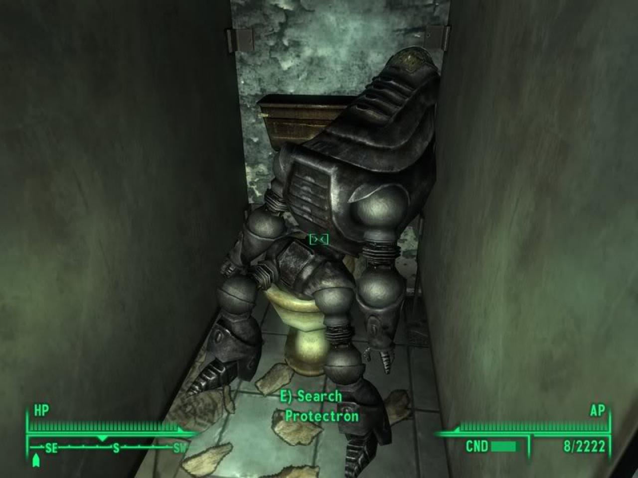 [16/01/2013] In Fallout 3 betretet ihr die längst zerstörte Welt nach einem Atomkrieg. Und natürlich findet ihr auch die Überreste diverser Bäder. Manchmal auch mit den absurdesten Besetzern, so wie auf diesem Bild.