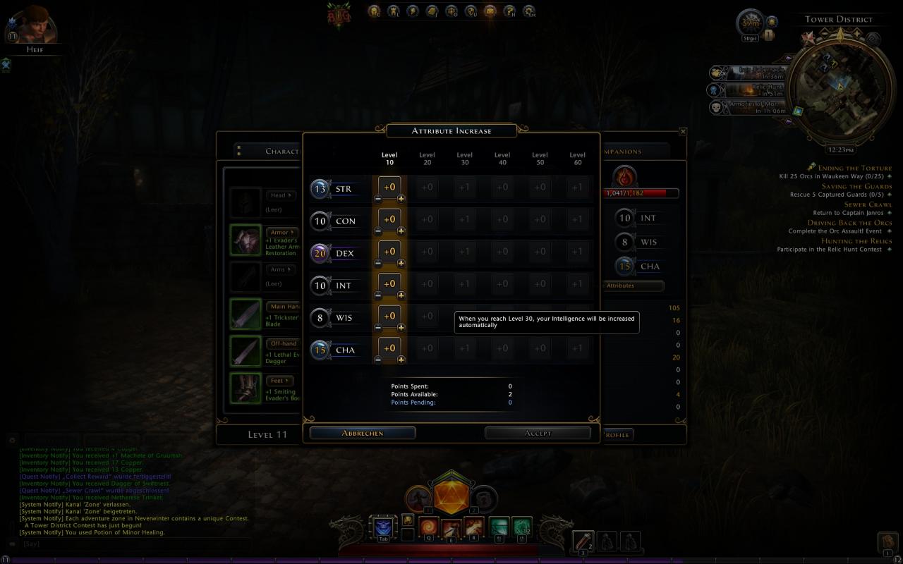 [08/02/2013] Neverwinter: Die Hauptattribute könnt Ihr auch im weiteren Spielverlauf gezielt ausbauen